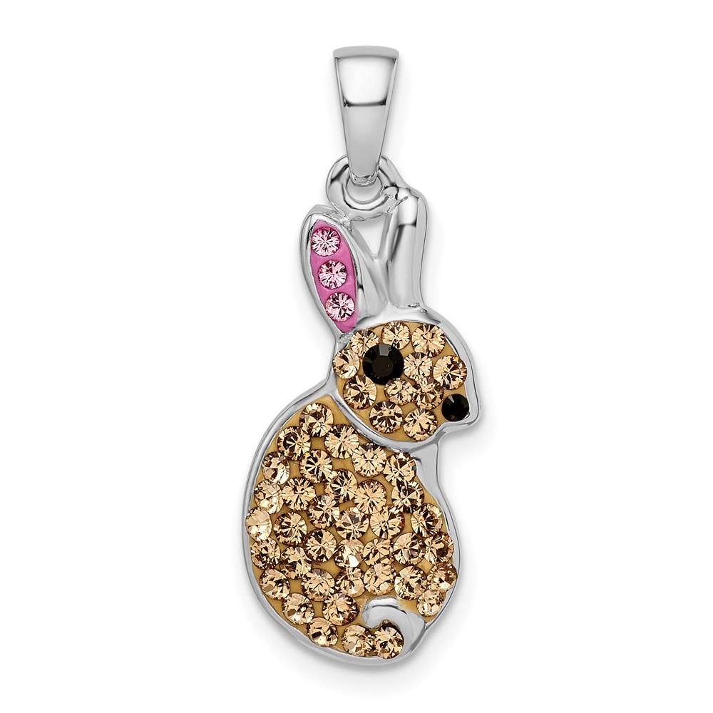 QC11019.jpg Sterling Silver Rhodium-plated Preciosa Crystal Rabbit Pendant - Image 1