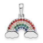 Sterling Silver Rh-plated Multi-color Nano Crystal Rainbow Pendant