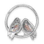 Sterling Silver Rhodium-plated CZ Birds on Perch Chain Slide - Image 4