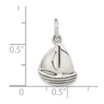 Sterling Silver Polished Sailboat Pendant - Image 3