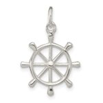 Sterling Silver Polished Ship's Wheel Pendant - Image 4
