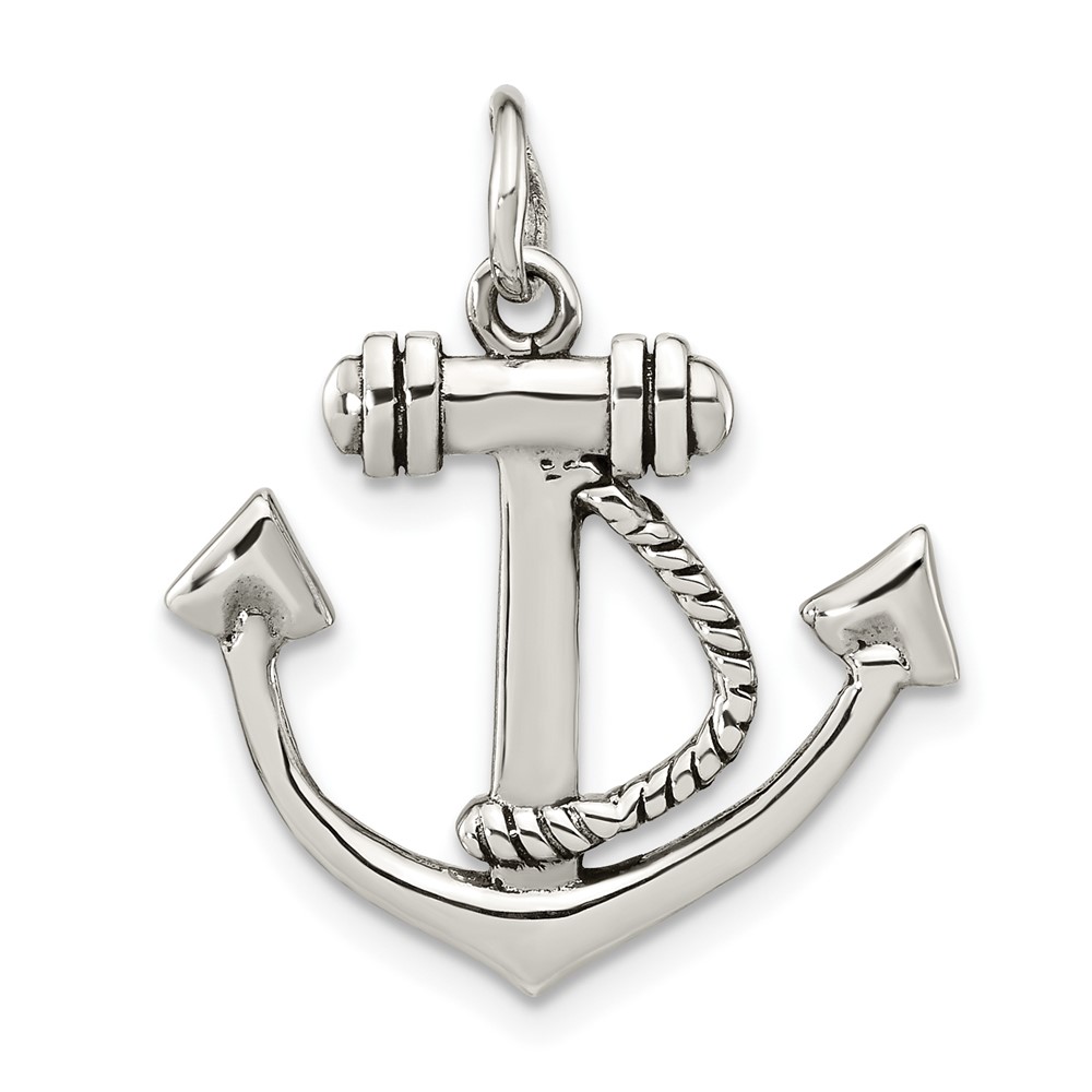 QC11081.jpg Sterling Silver Polished Anchor Pendant - Image 1