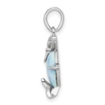 Sterling Silver Rhodium-plated Polished Filigree Dolphin Larimar Pendant - Image 2