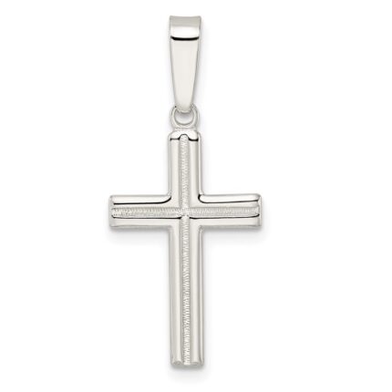 Sterling Silver Polished and Satin Center Latin Cross Pendant