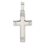 Sterling Silver Polished w/Rope Ends Latin Cross Pendant