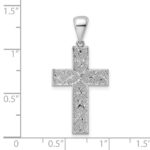 Sterling Silver Rhodium-plated Polished & D/C Cross Pendant - Image 3