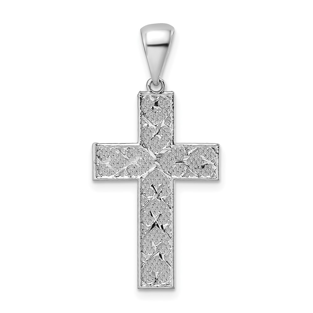 QC11139.jpg Sterling Silver Rhodium-plated Polished & D/C Cross Pendant - Image 1