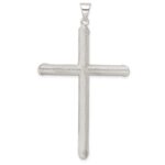 Sterling Silver Polished and Texture Tube Cross Pendant - Image 4