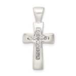 Sterling Silver Polished Crystal Cross Pendant