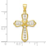 Sterling Silver Gold Tone CZ Cross Pendant - Image 3