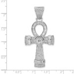 Sterling Silver Rhodium-plated Polished CZ Ankh Cross Pendant - Image 3