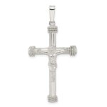Sterling Silver Polished w/Rope Ends Hollow Crucifix Pendant