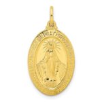 Sterling Silver Gold-tone Polished Solid Miraculous Medal Pendant