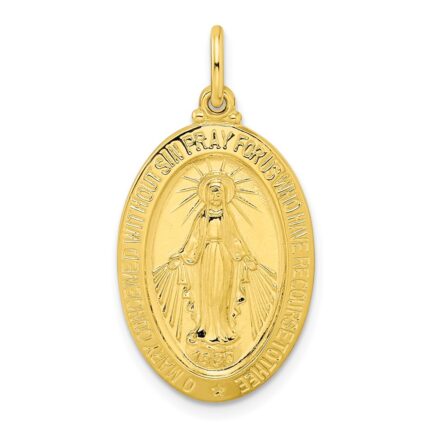 Sterling Silver Gold-tone Polished Solid Miraculous Medal Pendant
