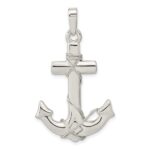 Sterling Silver Polished 3D Anchor Pendant - Image 4