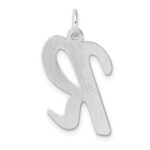 Large Sterling Silver Rhodium-plated Script Letter R Initial Charm - Image 3