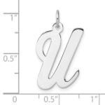 Large Sterling Silver Rhodium-plated Script Letter U Initial Charm - Image 4