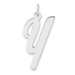 Large Sterling Silver Rhodium-plated Script Letter Y Initial Charm