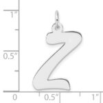 Large Sterling Silver Rhodium-plated Script Letter Z Initial Charm - Image 4