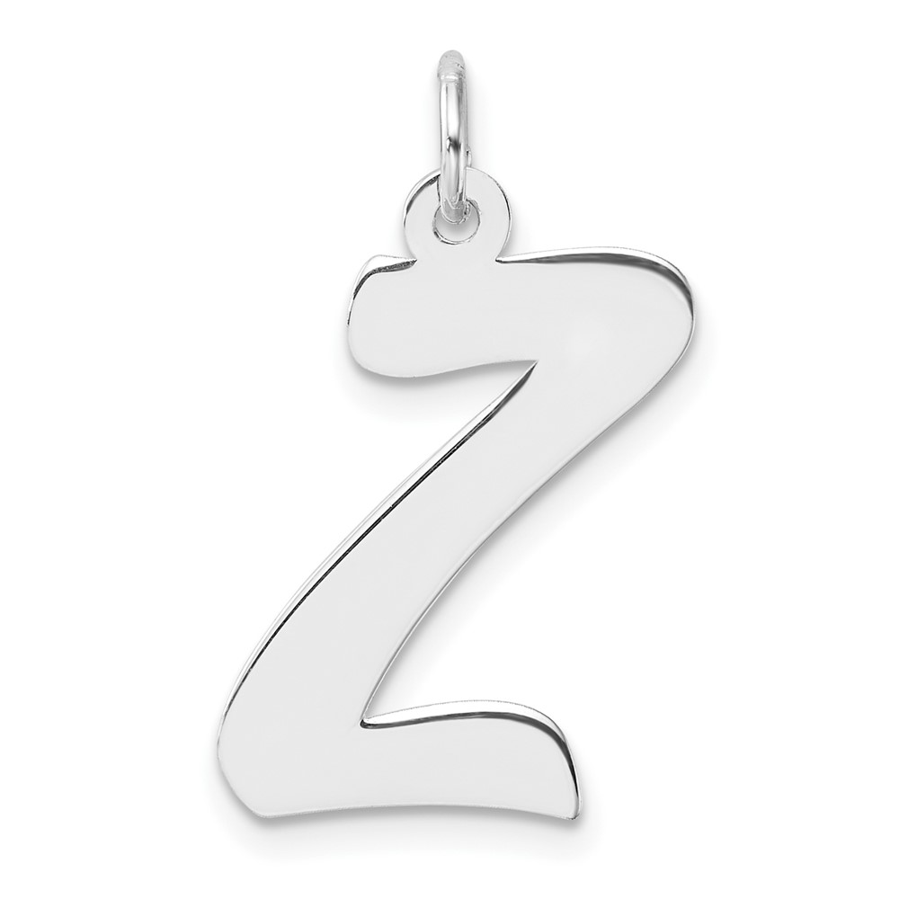 QC11253Z.jpg Large Sterling Silver Rhodium-plated Script Letter Z Initial Charm - Image 1