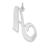 Large Sterling Silver Rhodium-plated Fancy Script Letter A Initial Charm - Image 3