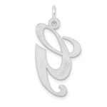 Large Sterling Silver Rhodium-plated Fancy Script Letter G Initial Charm - Image 3