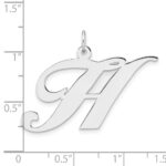Large Sterling Silver Rhodium-plated Fancy Script Letter H Initial Charm - Image 4