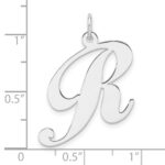Large Sterling Silver Rhodium-plated Fancy Script Letter R Initial Charm - Image 4