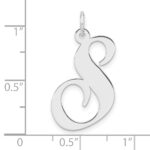 Large Sterling Silver Rhodium-plated Fancy Script Letter S Initial Charm - Image 4