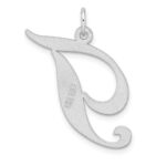 Large Sterling Silver Rhodium-plated Fancy Script Letter T Initial Charm - Image 3