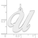 Large Sterling Silver Rhodium-plated Fancy Script Letter U Initial Charm - Image 4