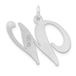 Large Sterling Silver Rhodium-plated Fancy Script Letter W Initial Charm - Image 3
