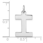 Large Sterling Silver Rhodium-plated Block Letter I Initial Charm - Image 4