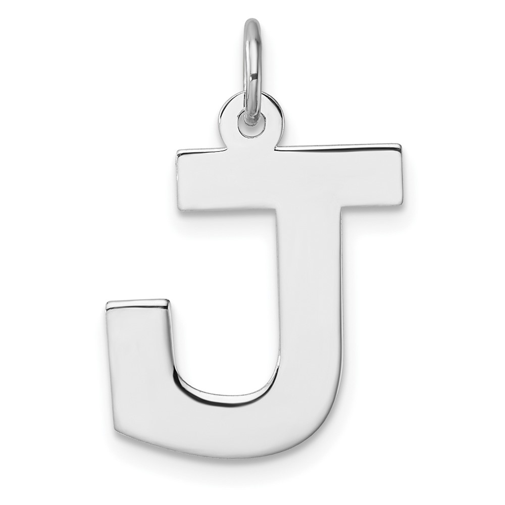 QC11255J.jpg Large Sterling Silver Rhodium-plated Block Letter J Initial Charm - Image 1