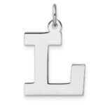 Large Sterling Silver Rhodium-plated Block Letter L Initial Charm