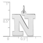 Large Sterling Silver Rhodium-plated Block Letter N Initial Charm - Image 4