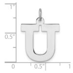 Large Sterling Silver Rhodium-plated Block Letter U Initial Charm - Image 4