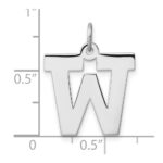 Large Sterling Silver Rhodium-plated Block Letter W Initial Charm - Image 4