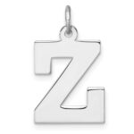 Large Sterling Silver Rhodium-plated Block Letter Z Initial Charm