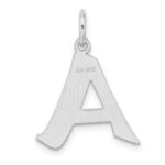 Small Sterling Silver Rhodium-plated Artisan Block Letter A Initial Charm - Image 3