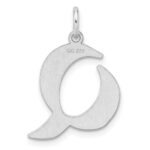 Small Sterling Silver Rhodium-plated Artisan Block Letter Q Initial Charm - Image 3