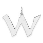 Small Sterling Silver Rhodium-plated Artisan Block Letter W Initial Charm