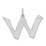 Small Sterling Silver Rhodium-plated Artisan Block Letter W Initial Charm - Image 3