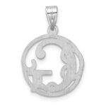 Small Sterling Silver Rhodium-plated Fancy Script Letter G Initial Pendant - Image 3