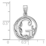 Small Sterling Silver Rhodium-plated Fancy Script Letter G Initial Pendant - Image 4