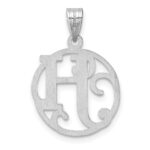 Small Sterling Silver Rhodium-plated Fancy Script Letter H Initial Pendant - Image 3