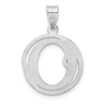 Small Sterling Silver Rhodium-plated Fancy Script Letter O Initial Pendant - Image 3
