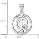Small Sterling Silver Rhodium-plated Fancy Script Letter P Initial Pendant - Image 4