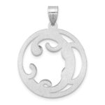 Large Sterling Silver Rhodium-plated Fancy Script Letter C Initial Pendant - Image 3