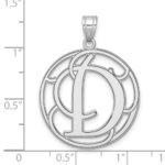 Large Sterling Silver Rhodium-plated Fancy Script Letter D Initial Pendant - Image 4